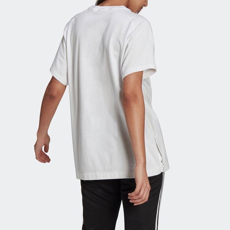 Adidas Originals Trefoil Letter Logo Vintage Summer Home Sports Crew Neck Raglan Sleeve Short Sleeve T-Shirt Women T-Shirt White H06773