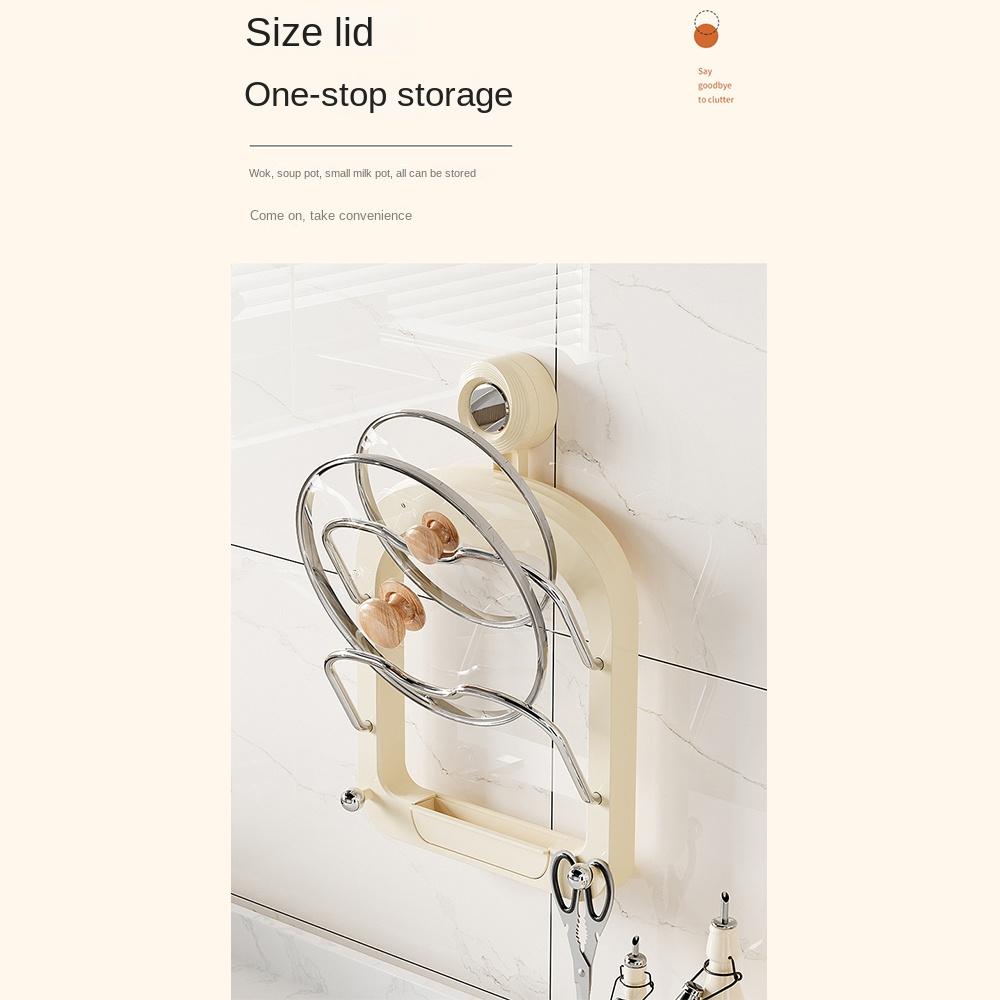 Punch-Free Pan Cover Storage Holder Suction Cup Cutting Board Holder Cream Style Pot Lid Rack