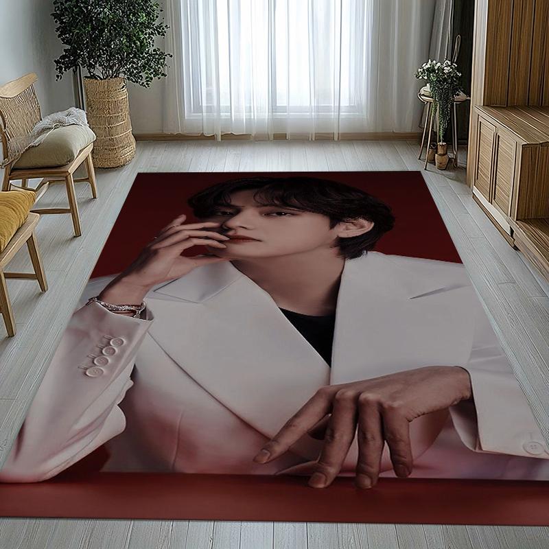 Kim Tae Hyung V Kpop B-BTS Living Room Non-Slip Area Rug Soft Carpet for Bedroom Kids Playroom Sofa,Home Decor Doormat Gift