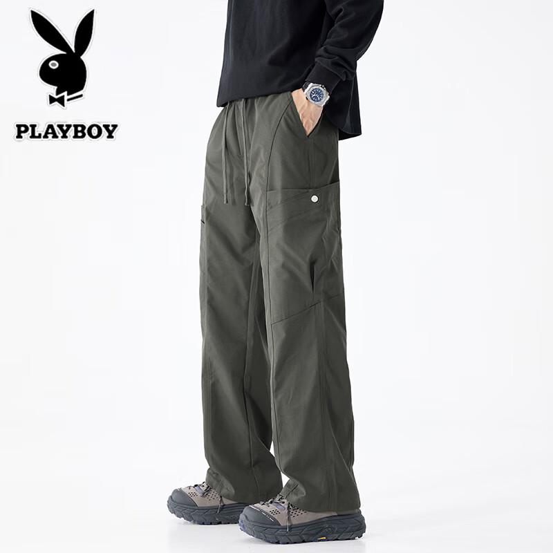 PLAYBOY Men's Loose Fit Casual Cargo Pants