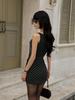 Elegant Sleeveless Polka Dot Dress with Pleated Waist for Women - Spring/Summer