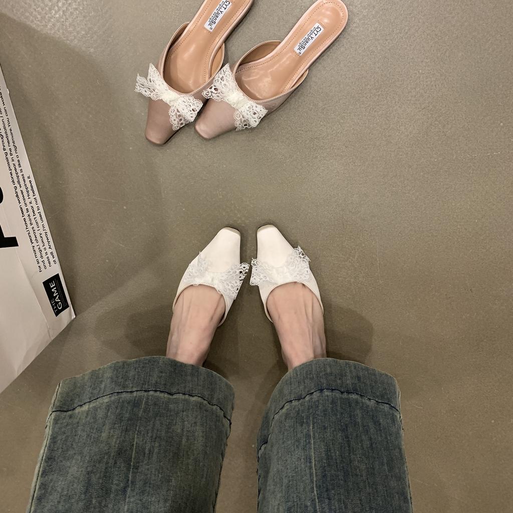 Fashion Shoes Womens Slippers Outdoor Slides Pantofle Cover Toe 2025 Retro Shoes Woman 2025 Female Slippers Cover Toe New Retro