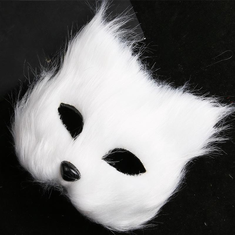New Fox Long Hair Half Face Mask Halloween Makeup Ball Party Prop Liaozhai Little Fox Fairy Mask