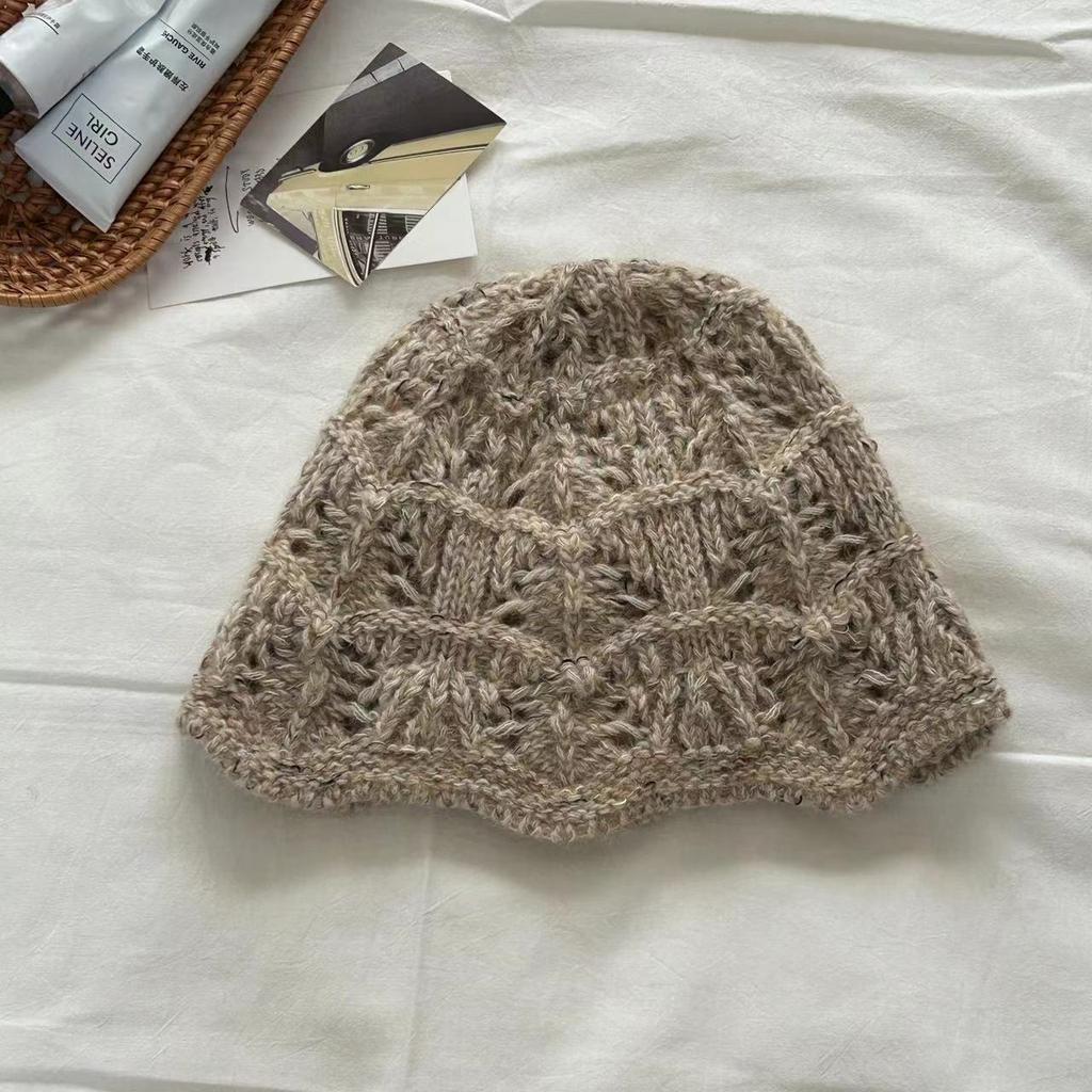 Early Autumn Temperament Model - Including Wool Wool Hat Knitted Warm Bucket Hat Bag Head Basin Hat Women'S Niche Ins Retro