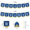 34Pcs Ramadan Decorations Pre-Assembled Mubarak Eid Kareem Muslim Banner Hanging Swirls Garland Decor Party Supplies Ramadan Decorations for Home