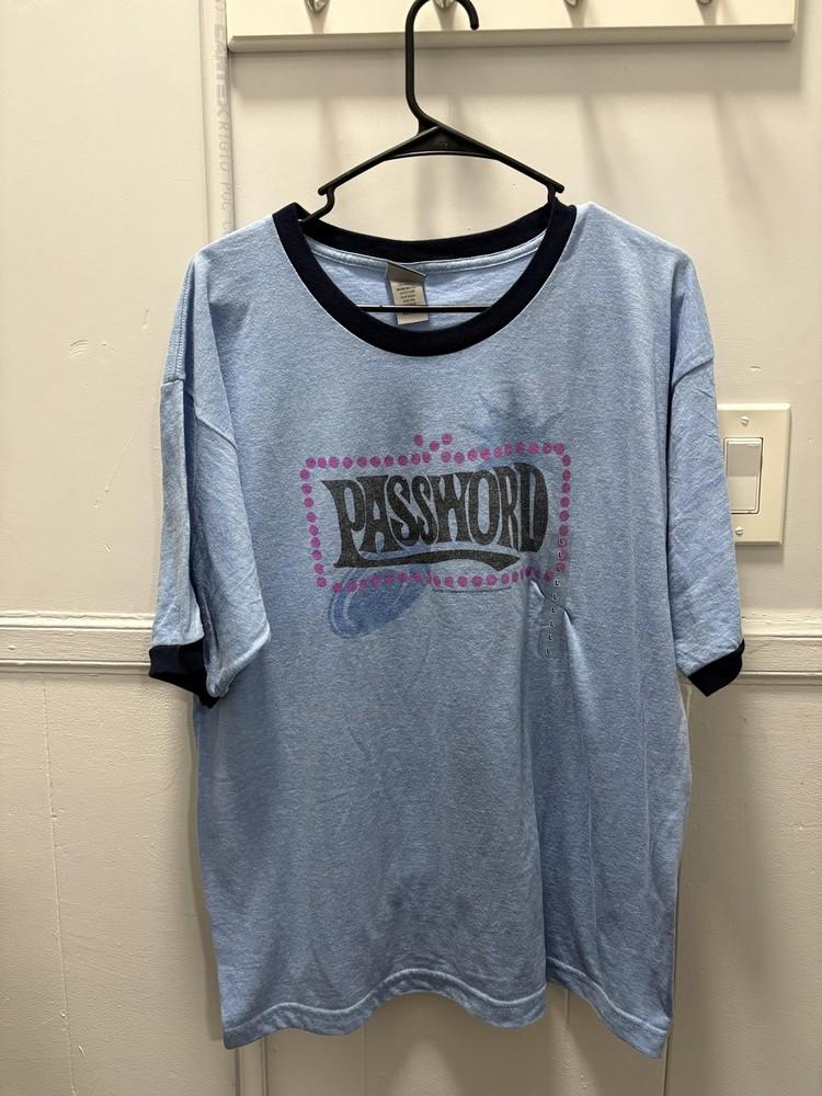 Password Shirt Mens Large Ringer Tee Game Show Fremantle Media USA 90s Y2K Unisex T-Shirt L