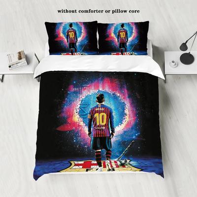 3-Piece Love Football Star Pattern Printed Set (1 Duvet Cover+2 Pillowcases, No Core) Soft and Comfortable Bedding Set
