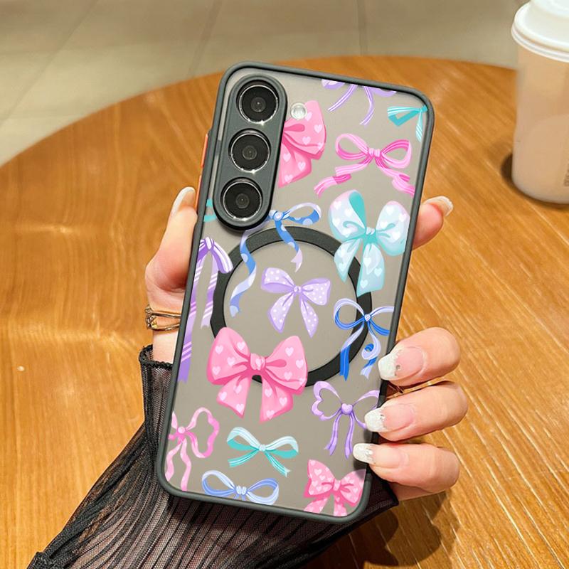 Colorful Bowknots Pattern Case For Samsung Galaxy S26 Ultra S25 S24 Plus S23 S22 S21 FE Magnetic For Magsafe Matte Cover