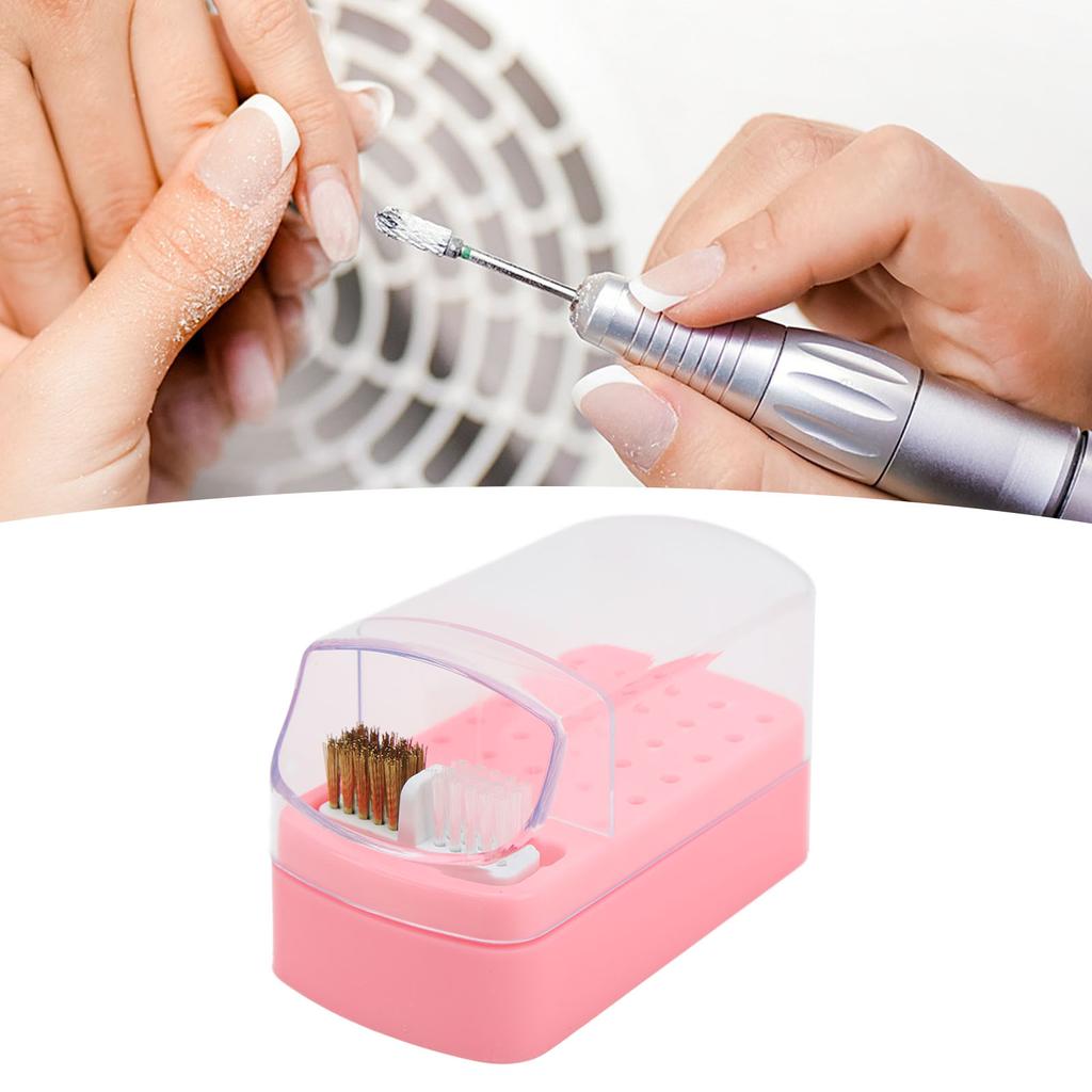30 Holes Nail Drill Bit Holder Cleaning Brush Case Dsut Proof Stand Display Storage Manicure Tools