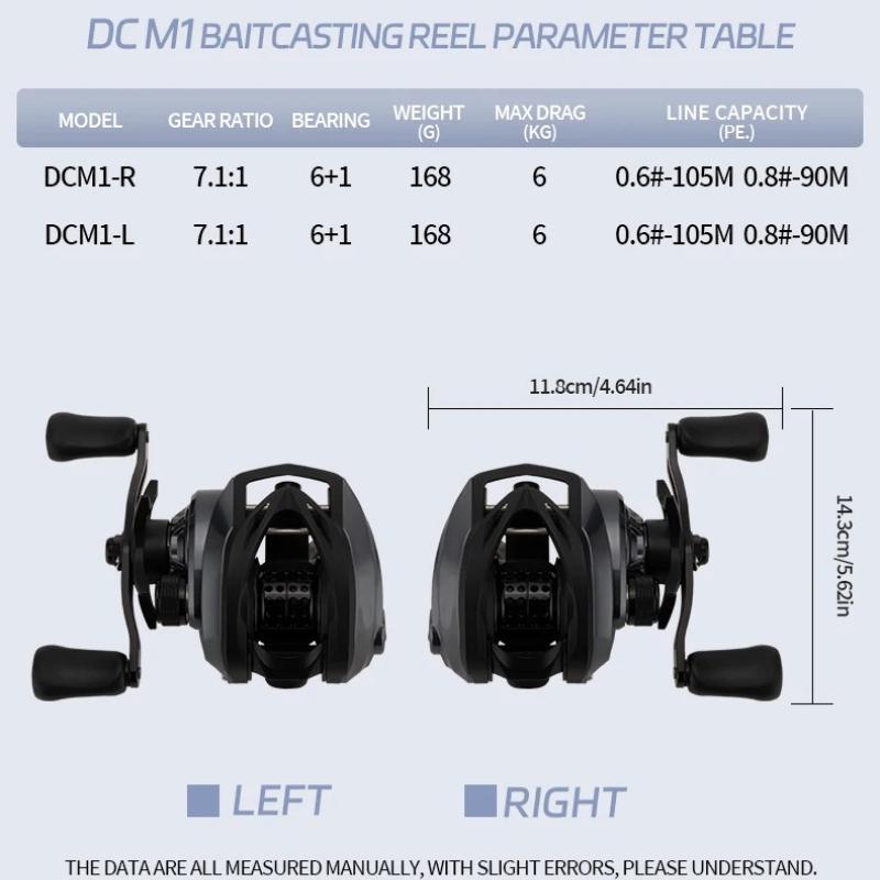 2026 New Fishing Reel 7.1:1 6+1BB DC Electronic Brake Baitcasting Reel Anti Backlash Smart Cast 6KG Drag 168g Lightweight Long Distance Lure Fishing