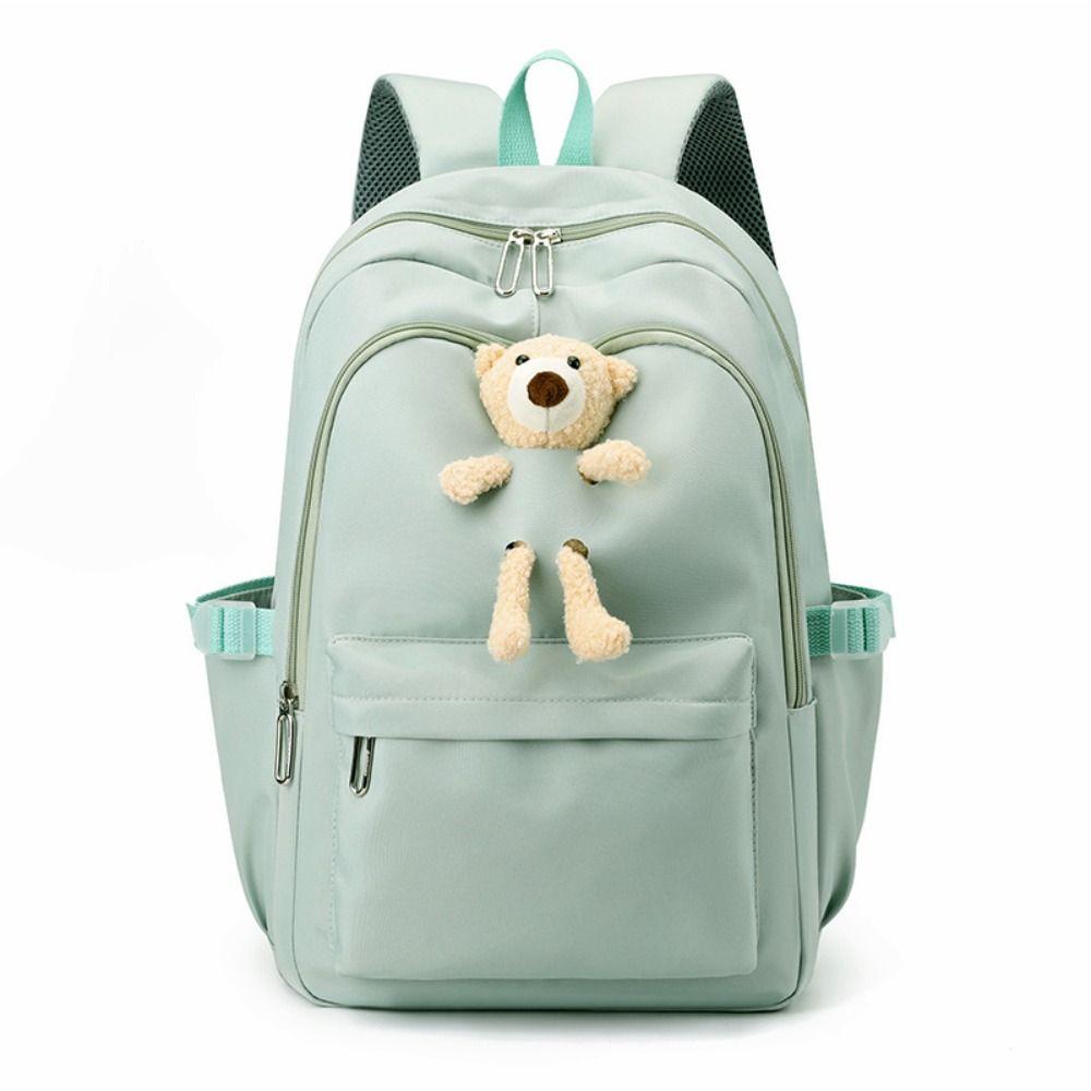 

Solid Color Large Capacity Backpack Oxford Casual Knapsack Korean Style School Bag Student зелёный
