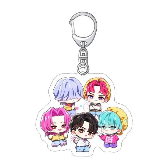 Keychain Pendant 3D Idol Group Design Portable Acrylic Keychain with Metal Lobster Clasp Waterproof Scratch-Proof Key
