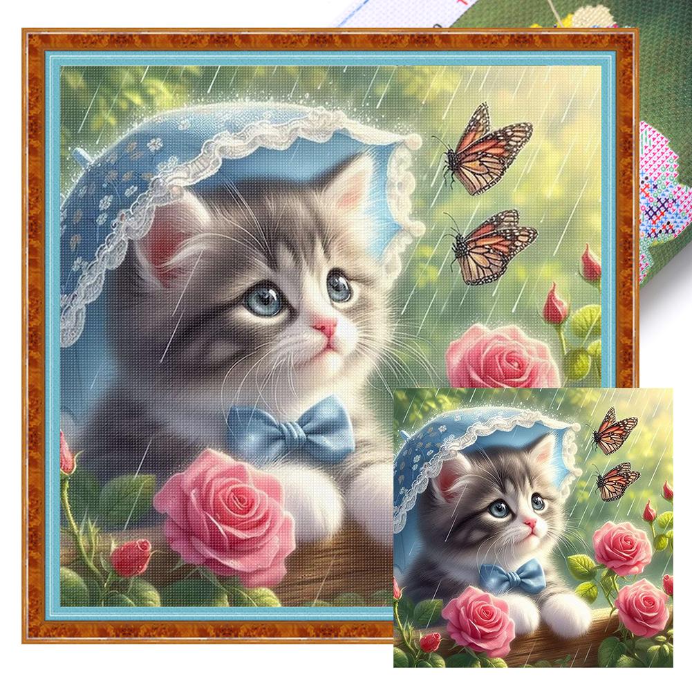Cute Cat/Dog Full Embroidery Eco-cotton Thread 11CT Printed Cat Cross Stitch Kit Arts DIY Handmade Ornament Home Decor 40*40cm