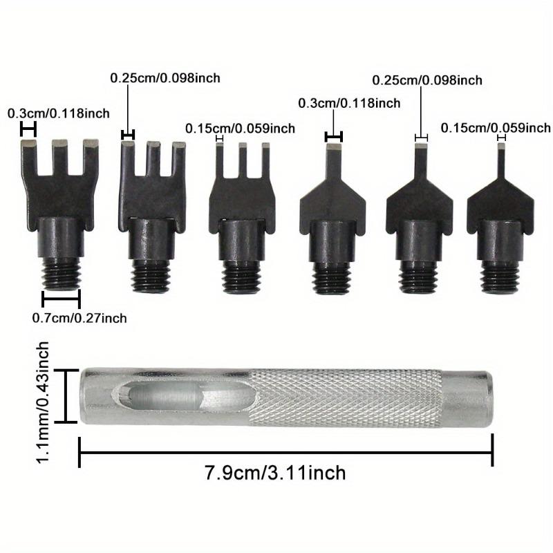 1 Set Leather Flat Punch Tool Set Steel Handle Can Replacement Head Belt Hole Punching Thonging Chisel Craft Tool