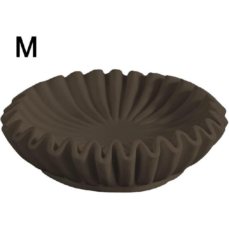 HandCrafted Marble Ruffle Bowl - Antique Scallop Fruit Dish, Vintage Ring Dish, Decorative Flower Bowl, House Warming and Wedding Present (Black M)