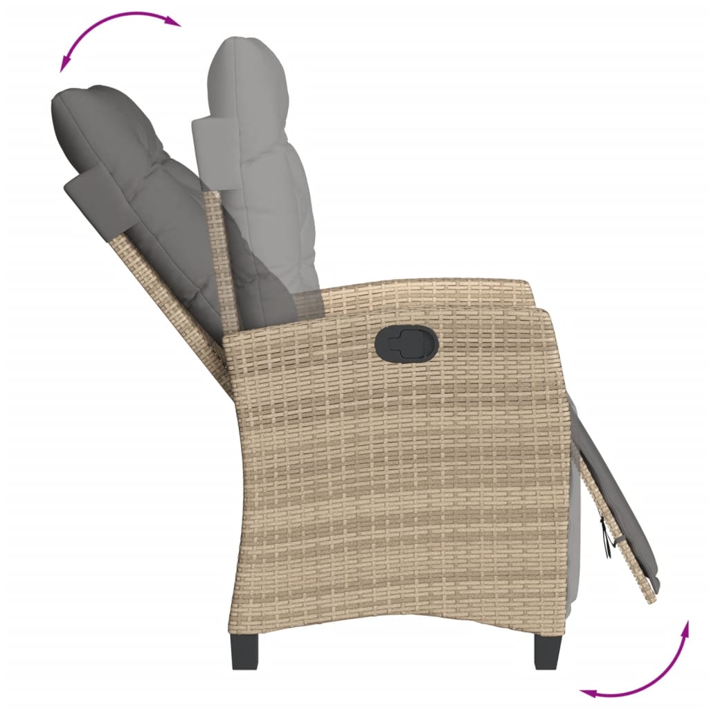 5 Piece Outdoor Dining Set with Cushions Beige Mix Poly Rattan
