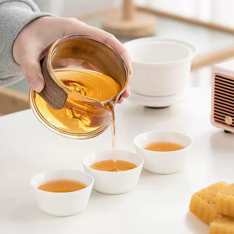 Portable Glass Travel Tea Set with Ceramic Cups
