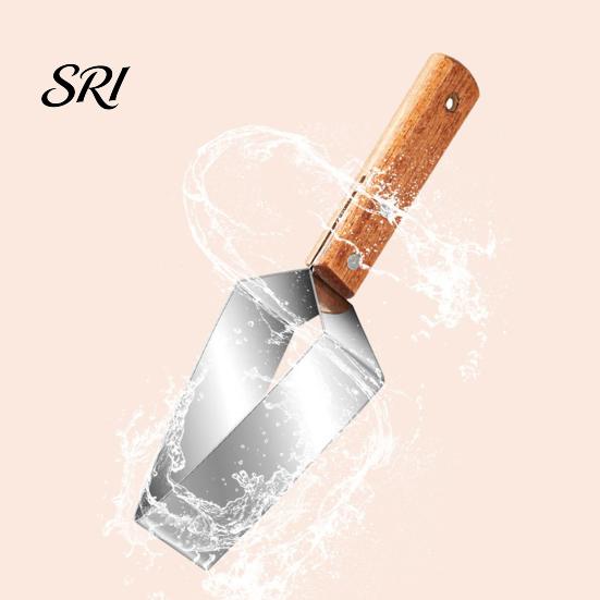 Outdoor Picnic Fruit Cutter Watermelon Slicer Stainless Steel Tool with Wooden Handle Ergonomic Kitchen Slicing for Cantaloupe Apples Easy Clean