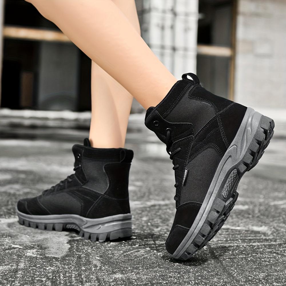 [Stylish Combat Boots] Pink High-Top Combat Boots | Durable Canvas, Round Toe, Lace-Up with Adjustable Straps, Non-Slip TPR Sole