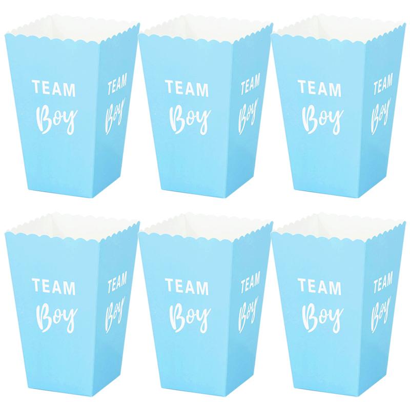 6/12Pcs Gender Reveal Party Popcorn Box Team Boy Team Girl Decorations Baby Gender Reveal Supplies Candy Gift Box Baby Shower