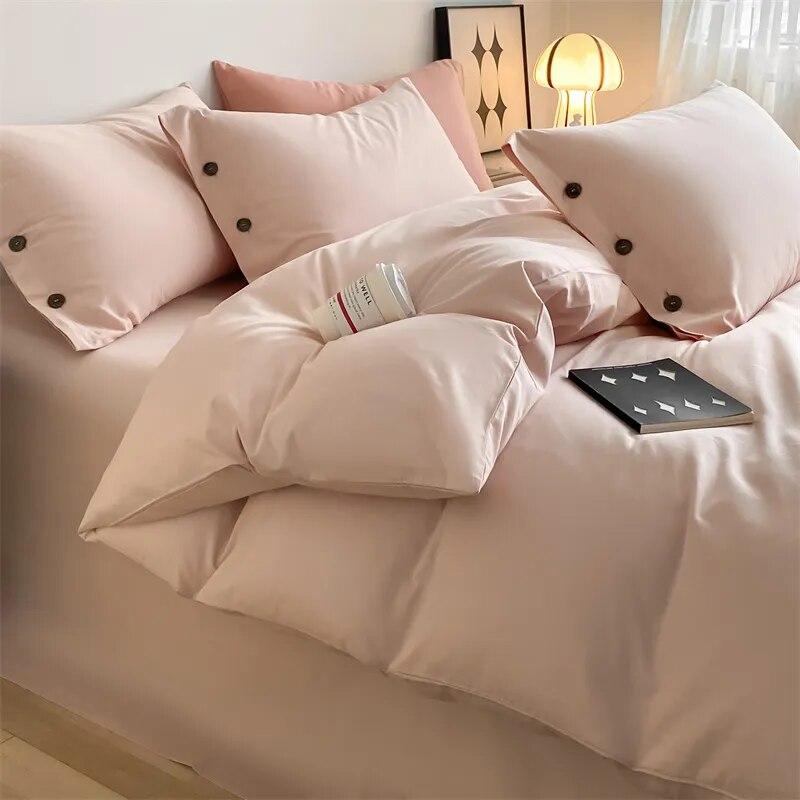 Luxury Egyptian Cotton Bedding Set Simple Nordic Duvet Cover Flat/Fitted Sheet With Pillowcase Bed Linen Queen Double King Size