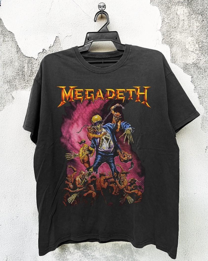 Megadeth Vic Goes To Hell 1991 Винтажный стиль Унисекс Футболка Размеры S-5XL L