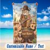 Cat Theme Beach Towel Personalized Custom Name & Text Soft Quick Dry Beach Towel for Swimming Travel