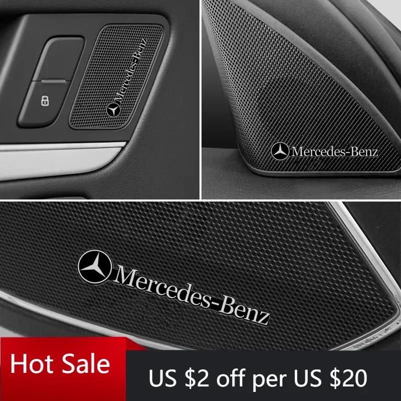 GLC 4 szt. 3D aluminiowa naklejka z emblematem głośnika stereo dla Mercedes Benz Klasa B/C/E/S Klasa A C200L GLC GLK CLA GLA