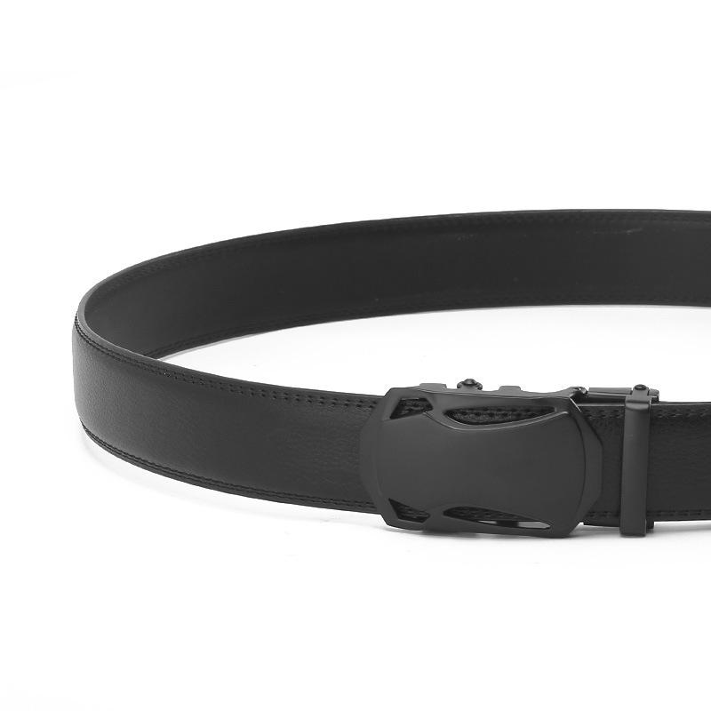 Swimming Black Automatic Buckle Open Side Two Ayer Cowhide Belt Business Casual Men's Trendy Belt