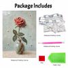 DIY rahmenloses Perlenmalerei-Set Rote Rose in Vase Design 3D glänzende Perlenkunst Leinwand Entspannendes Basteln für moderne Heimwanddekoration Kunstgeschenk