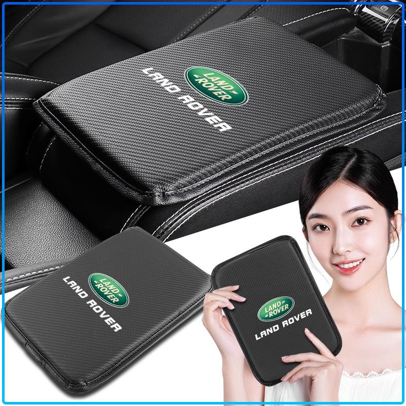 1Pcs Car Armrest Box Mats Leather Center Console Covers Emblem For Land Rover Freelander 2 L2 L319 L462 LF Range Sport Evoque L322 Discovery 2 3 4 5