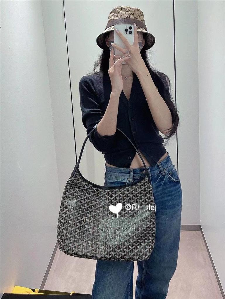 Ding Edition Hobo Crossbody Tasche: Hundezahn Weiches Leinen, Leder Schultergurt
