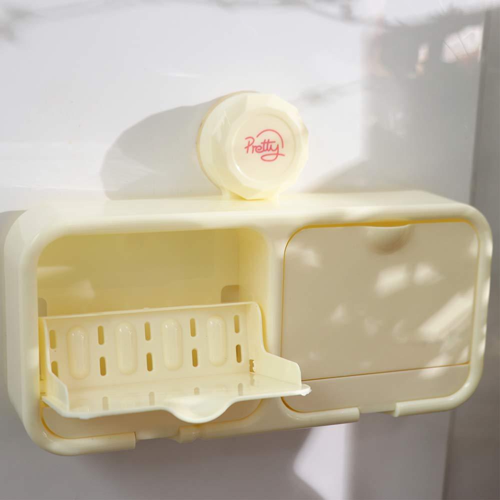 Plastic Drain Soap Box Punch-Free Soap Container Practical Suction Cup Soap Holder  Bathroom