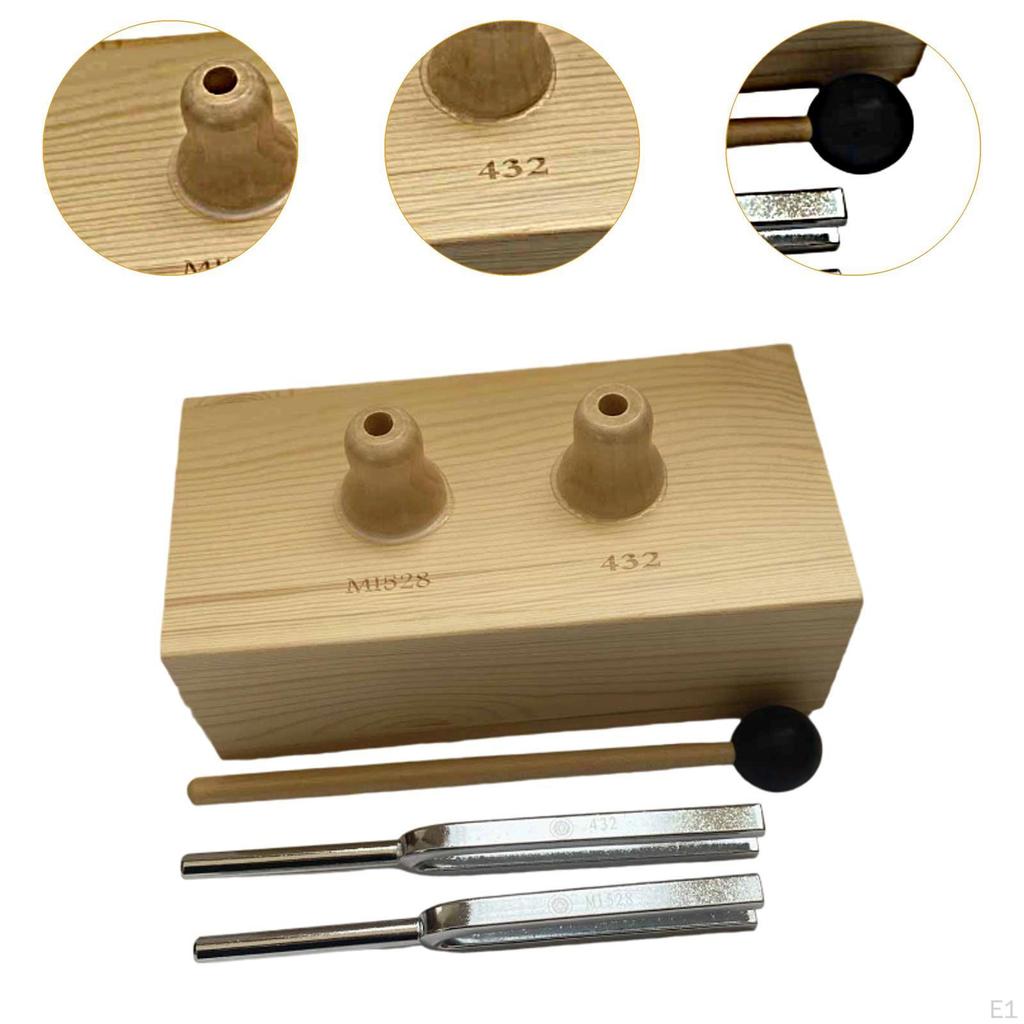 Tuning Fork Physical Acoustics Experimental Set Conduction of Sound Wave Wooden with Resonance Box
