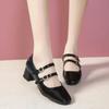 Women's Shoes 2025 Fashion Buckle Women Pumps Autumn Mary Jane Square Toe Shallow Solid Dress Party Chunky Heels Shoes Zapato