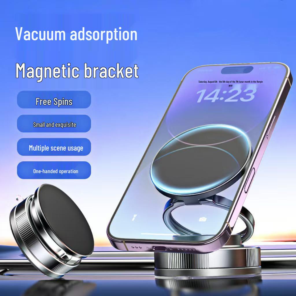 26 New Magnetic Car Phone Holder with Suction Cup, Center Console Screen, 360° Rotation & Folding Design