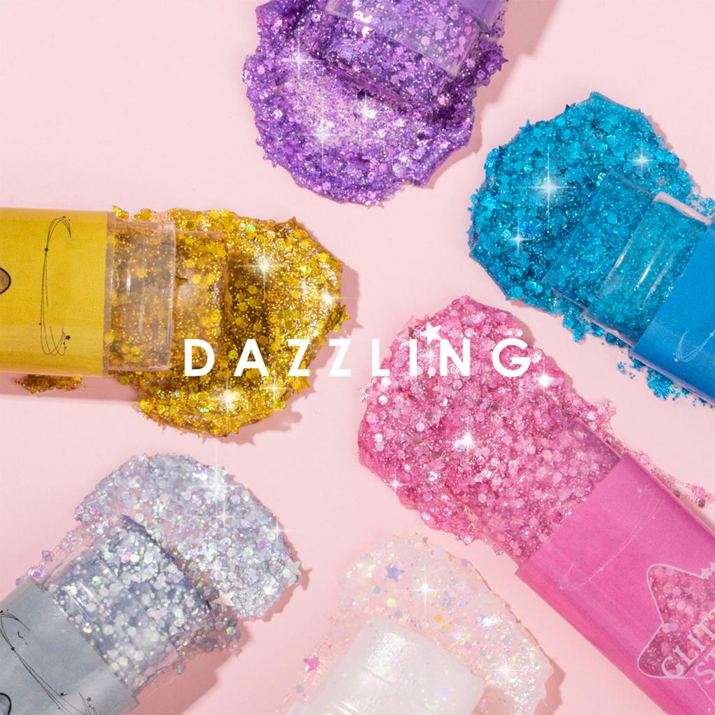 Glitter Stick for Body Art - Portable Shimmer Gel with Sequins, Sparkling Festival & Party Makeup for Face, Hair, Mardi Gras