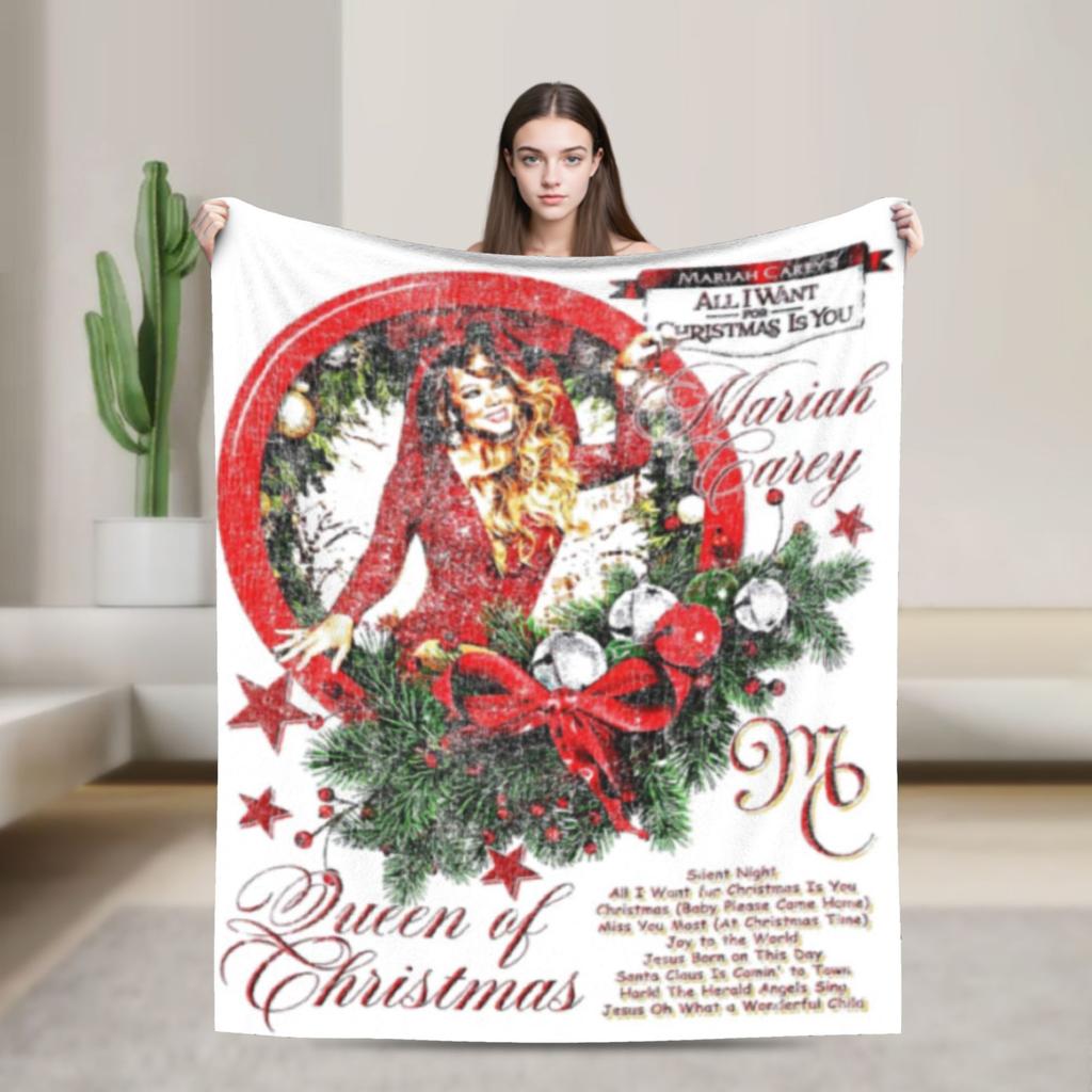 Mariah Carey Christmas Super Warm Blanket Camping Plush Throw Blanket Funny Home Decor Flannel Bedspread Sofa Bed Cover