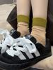 Korean Striped Cotton Mid-Calf Socks for Women - Spring/Autumn Trendy Long Socks, Summer Thin Style