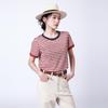 RAIN.CUN Women's Red Stripe Knit T-Shirt