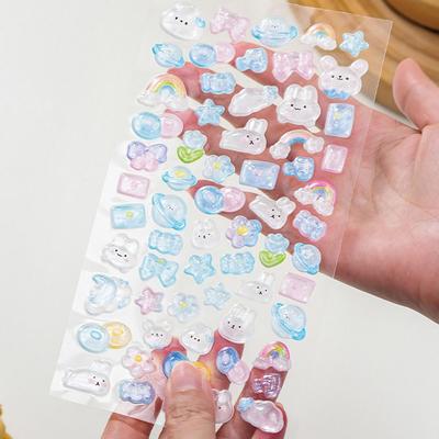 Embossed Animal 3D Crystal Sticker Melody PVC Cartoon Animal Sticker DIY Crafts Relief Decorative Sticker Water Cup Decoration