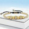 Vintage Copper Bead Inlaid Zircon High-End Bracelet Design Sense Hexagonal Adjustable Braided Bracelet