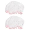 2Pcs Women Shower Caps Waterproof Bath Hats Satin Makeup Shower Cap for Bathing Face Cleansing Non-Slip Design