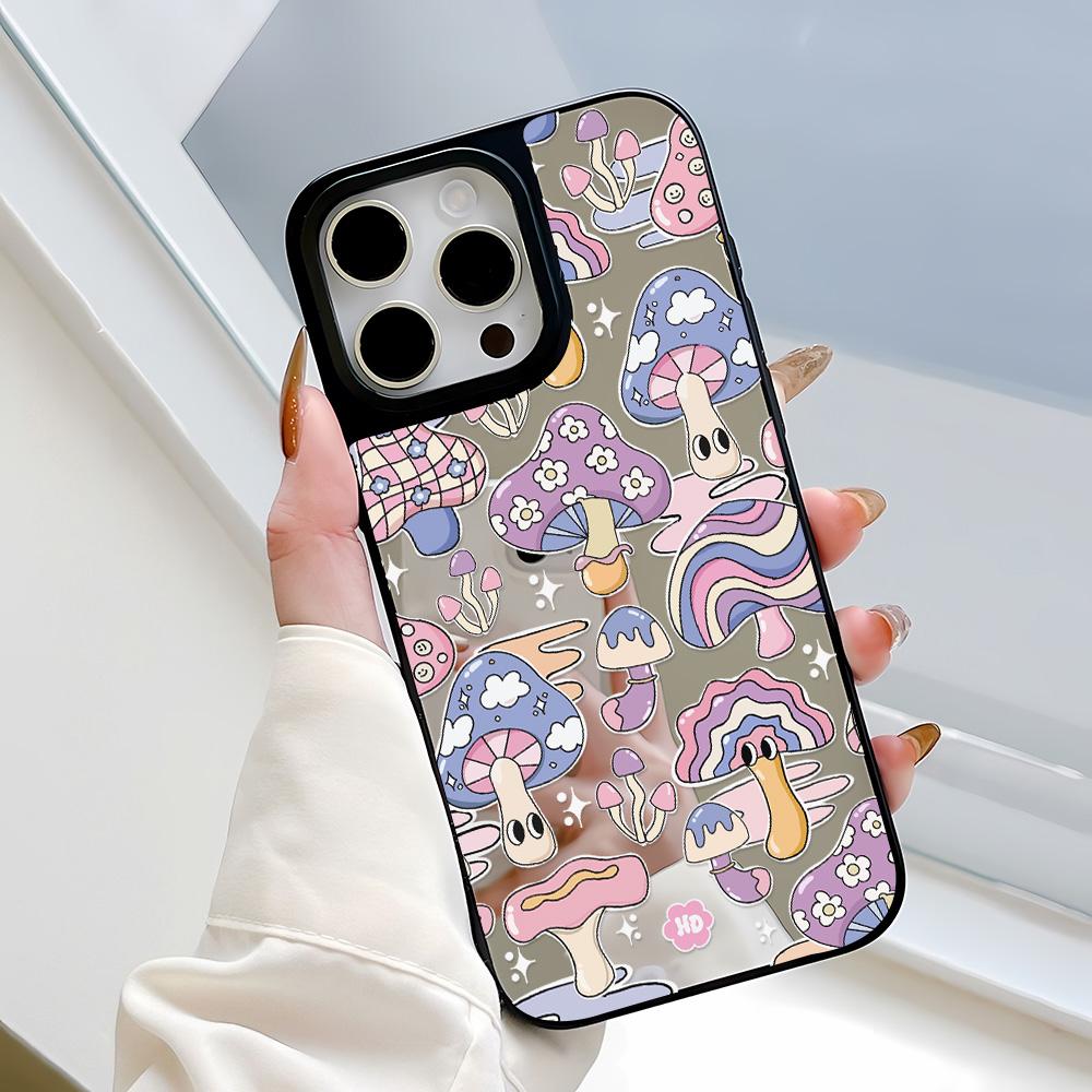 Mirror Phone Case for iPhone 15 11 13 14 for 15 16 Pro Max 12 13 16 Pro Cloud Flower and Animal Cute Style Phone Case
