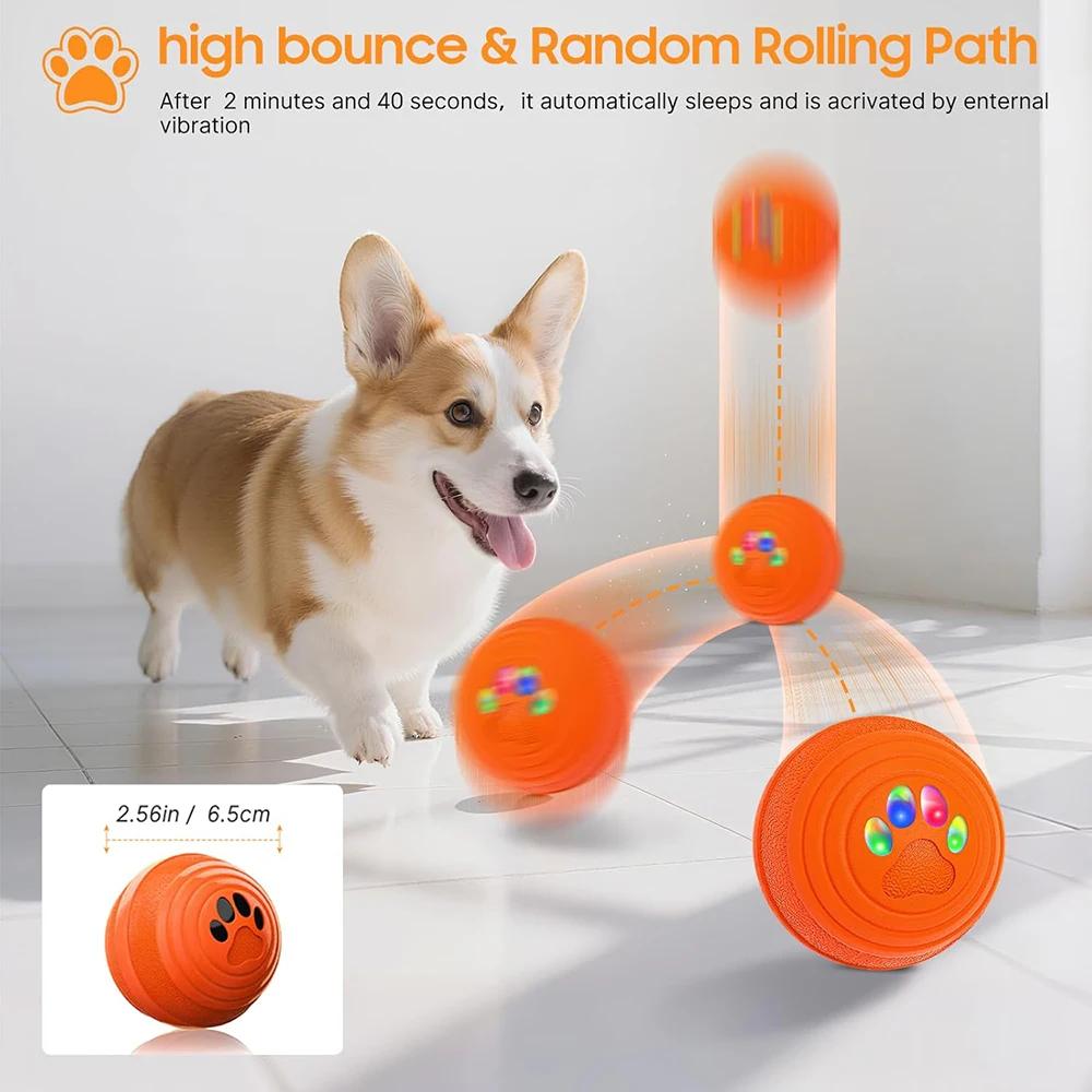 Interactive Dog Ball with Light Automatic Moving Bouncing Launcher Toys Active Rolling Ball for Puppy Small Medium Large Dogs