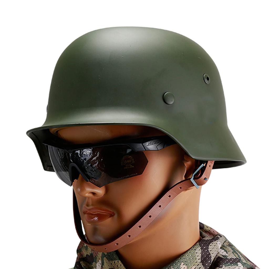 Robustes deutsches Stahlhelm für den Zweiten Weltkrieg, Airsoft-Ausrüstung, Nachbildung Fritz Helm, Deutsche Armee (Grün)