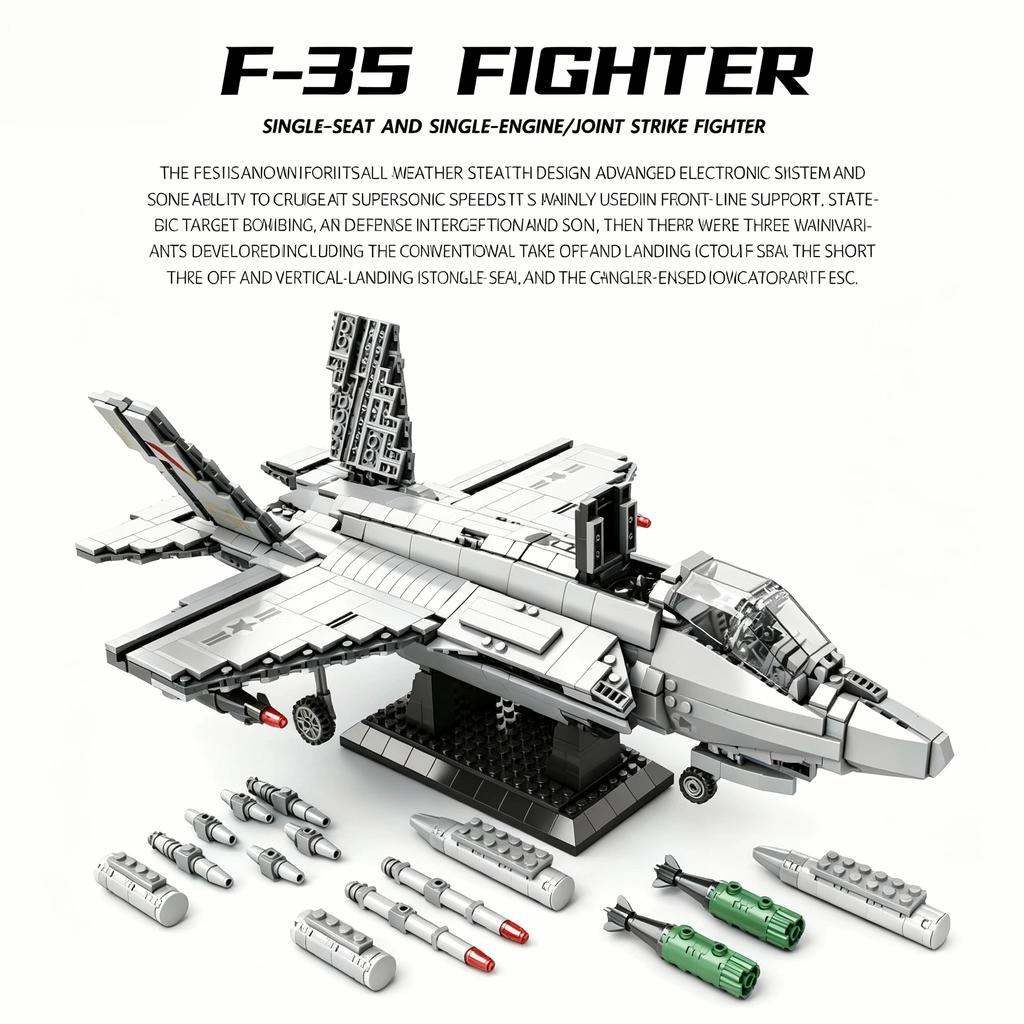 F-35 High-Quality Fighter High-Quality Jet High-Quality Series High-Quality Building High-Quality Block Construction set High-Quality Moc