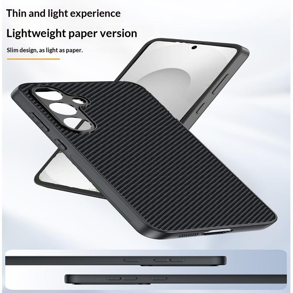 For Samsung Galaxy S26 Case Leather + PC Hard Phone Cover Carbon Fiber Texture