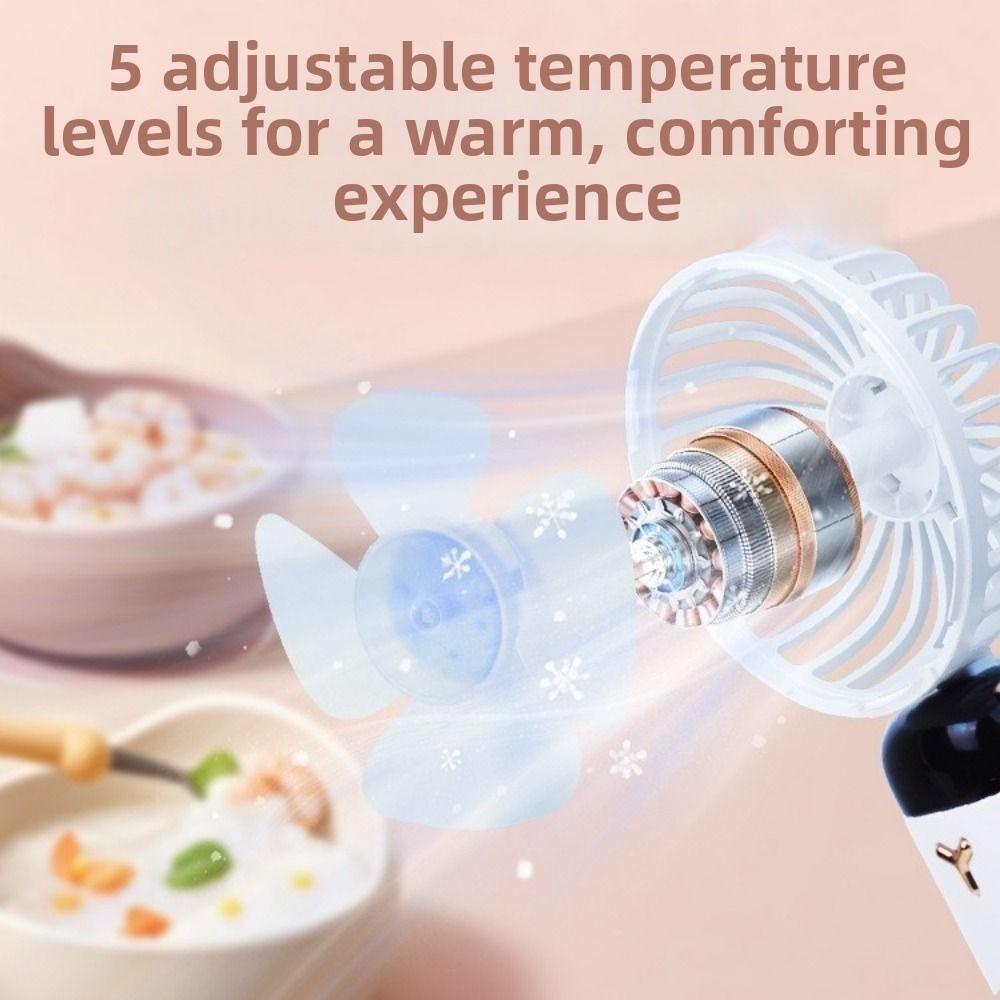 2400mAh Mini Adjustable Fan LED Digital Display Stroller Fan Handheld Folding Fan  Home Desk
