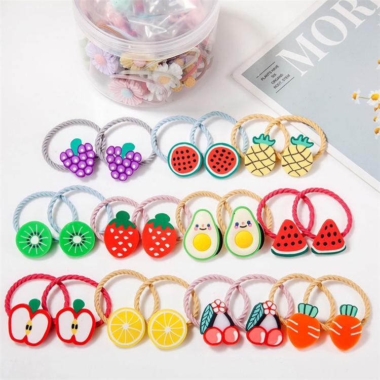 20 Stück pro Dose Ananasfrucht Niedliche Bonbonfarben Cartoon Elastisches Haarband für Kinder